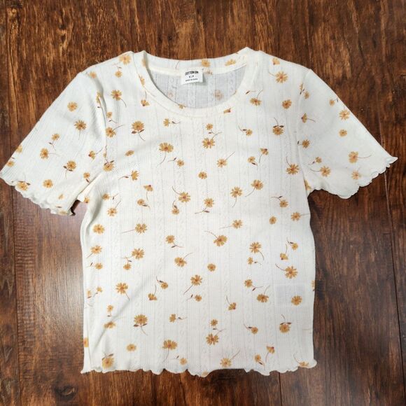 Cotton:On Shrunken Tee in white floral Women's Size Small - Picture 3 of 8